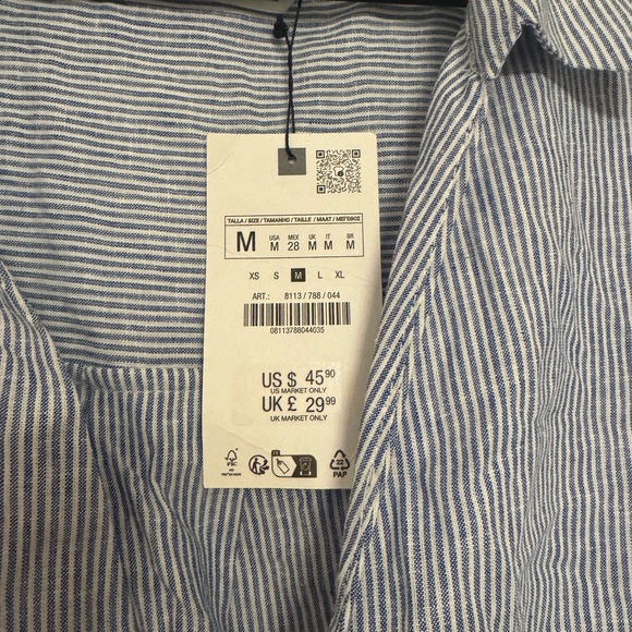 Zara Light Blue Pinstripe Shirt - Picture 6 of 8